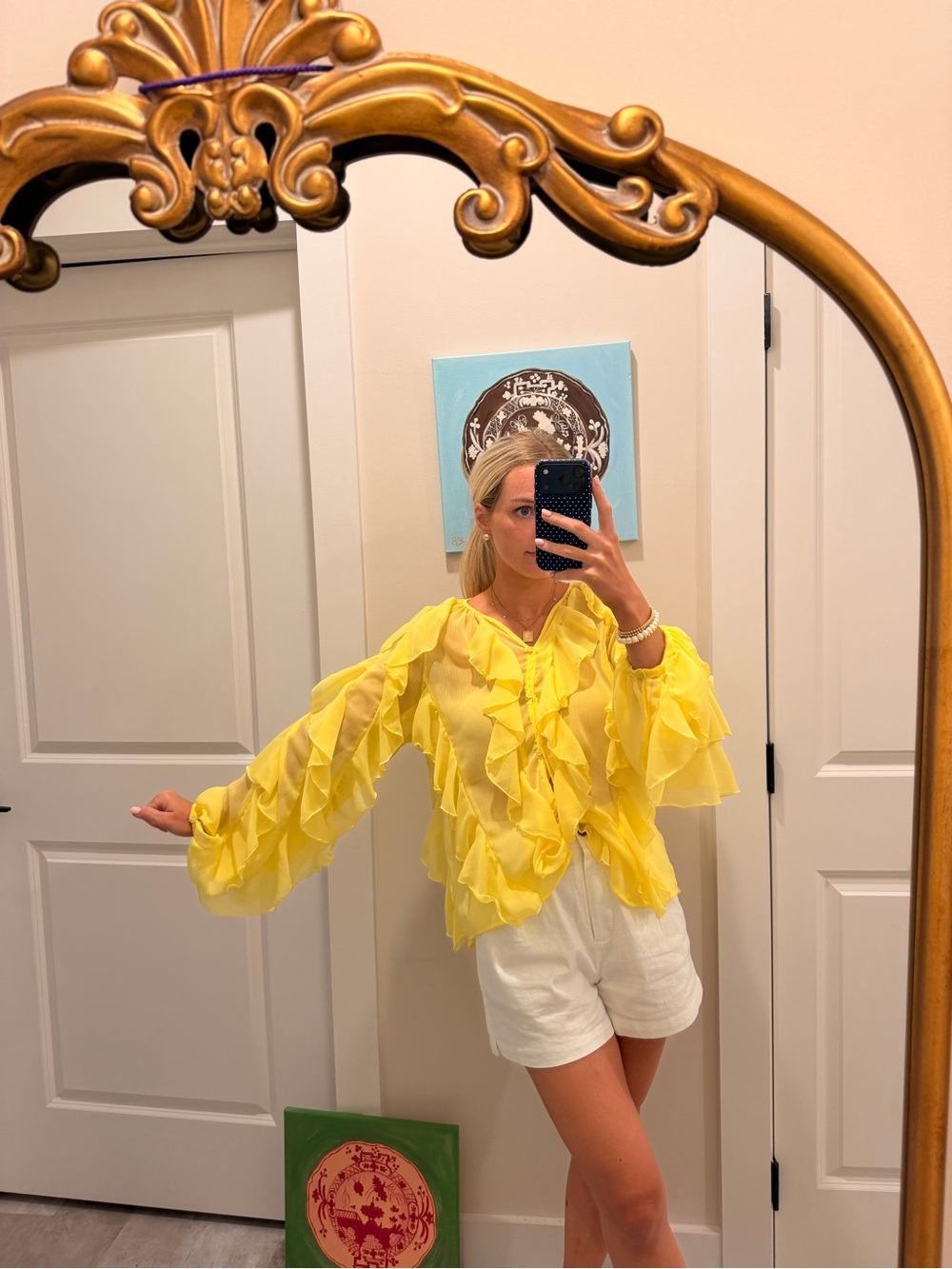 Yellow Ruffle Long Sleeve Top - Picture 3 of 3